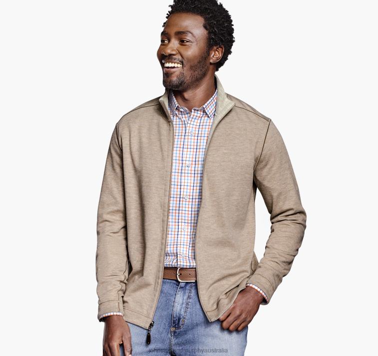 apparel_oatmeal_gray_xb6rx746_johnston_murphy_men_reversible_full_zip.jpg Apparel Oatmeal/Gray XB6RX746 Johnston & Murphy Men Reversible Full-Zip - Image 1