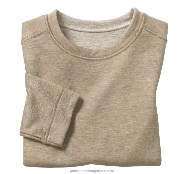Apparel Oatmeal/Light Gray XB6RX1381 Johnston & Murphy Boy Boys Reversible Solid Crewneck - Image 1