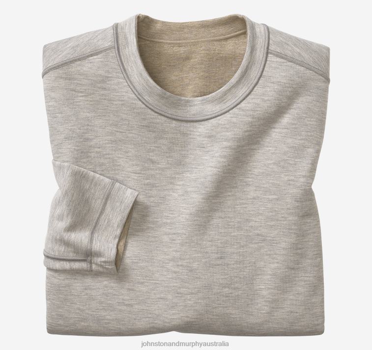 Apparel Oatmeal/Light Gray XB6RX780 Johnston & Murphy Unisex Reversible Long-Sleeve Crewneck - Image 2