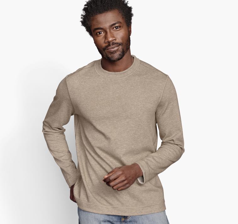 Apparel Oatmeal/Light Gray XB6RX780 Johnston & Murphy Unisex Reversible Long-Sleeve Crewneck - Image 1