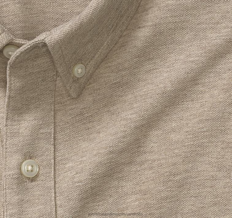 Apparel Oatmeal XB6RX722 Johnston & Murphy Men XC Flex Birdseye Long-Sleeve Knit Shirt - Image 2
