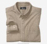 Apparel Oatmeal XB6RX722 Johnston & Murphy Men XC Flex Birdseye Long-Sleeve Knit Shirt