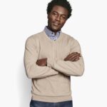Apparel Oatmeal XB6RX864 Johnston & Murphy Unisex V-Neck Sweater