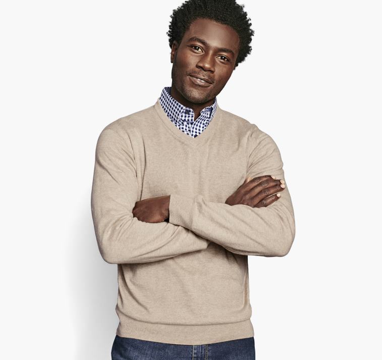 apparel_oatmeal_xb6rx864_johnston_murphy_unisex_v_neck_sweater.jpg Apparel Oatmeal XB6RX864 Johnston & Murphy Unisex V-Neck Sweater - Image 1