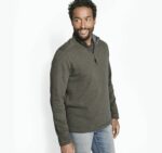 Apparel Olive/Charcoal XB6RX834 Johnston & Murphy Men Reversible Solid Quarter-Zip
