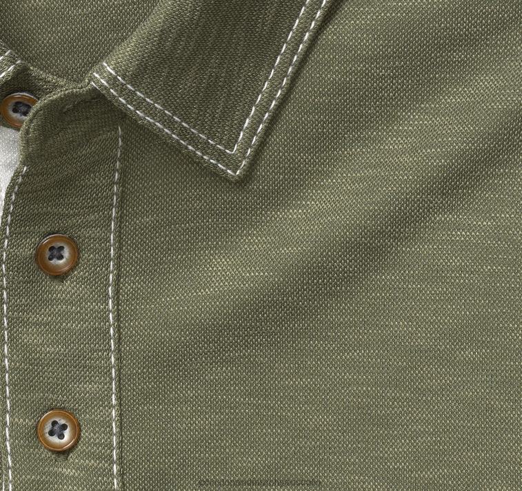 Apparel Olive XB6RX407 Johnston & Murphy Men Vintage Slub Polo - Image 2