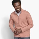 Apparel Orange/Light Blue XB6RX706 Johnston & Murphy Men Reversible Solid Quarter-Zip
