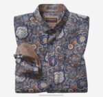 Apparel Orange/Navy Swirling Paisley XB6RX592 Johnston & Murphy Men Printed Cotton Shirt