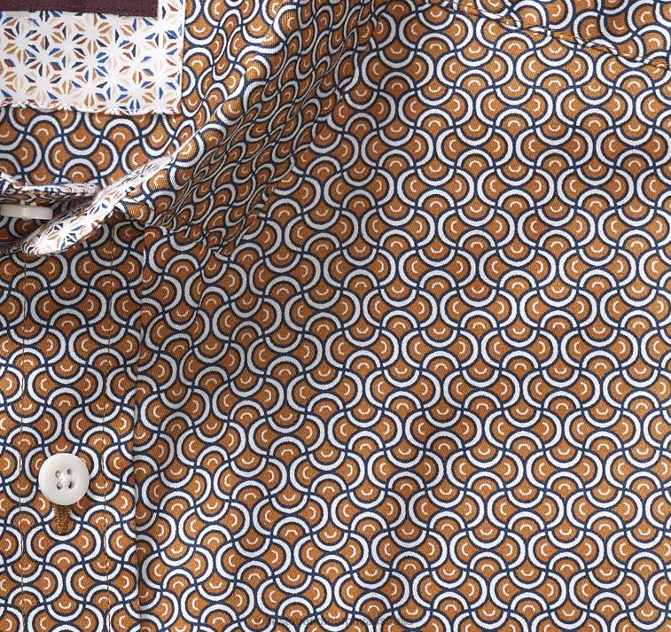Apparel Orange Rotating Arch XB6RX569 Johnston & Murphy Men Printed Cotton Shirt - Image 2