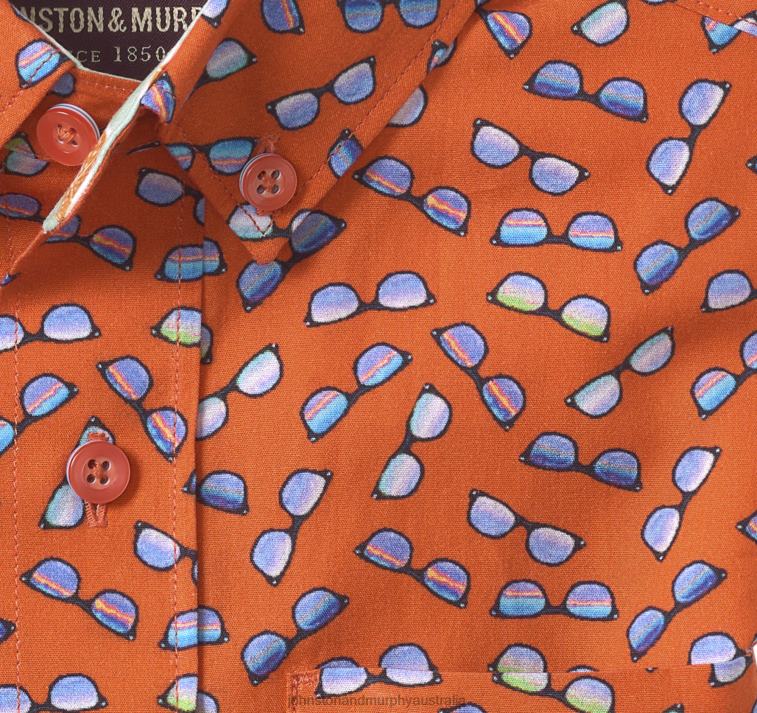 Apparel Orange Sunglasses XB6RX1409 Johnston & Murphy Boy Boys Short-Sleeve Printed Shirt - Image 2