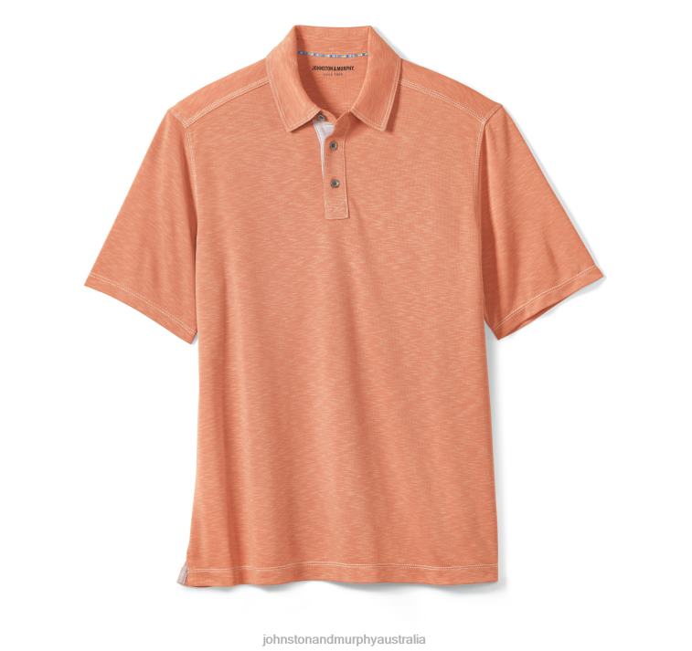 Apparel Orange XB6RX479 Johnston & Murphy Men Vintage Slub Polo - Image 2