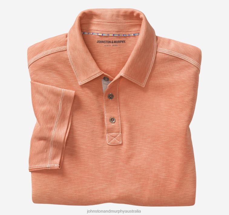 Apparel Orange XB6RX479 Johnston & Murphy Men Vintage Slub Polo - Image 1