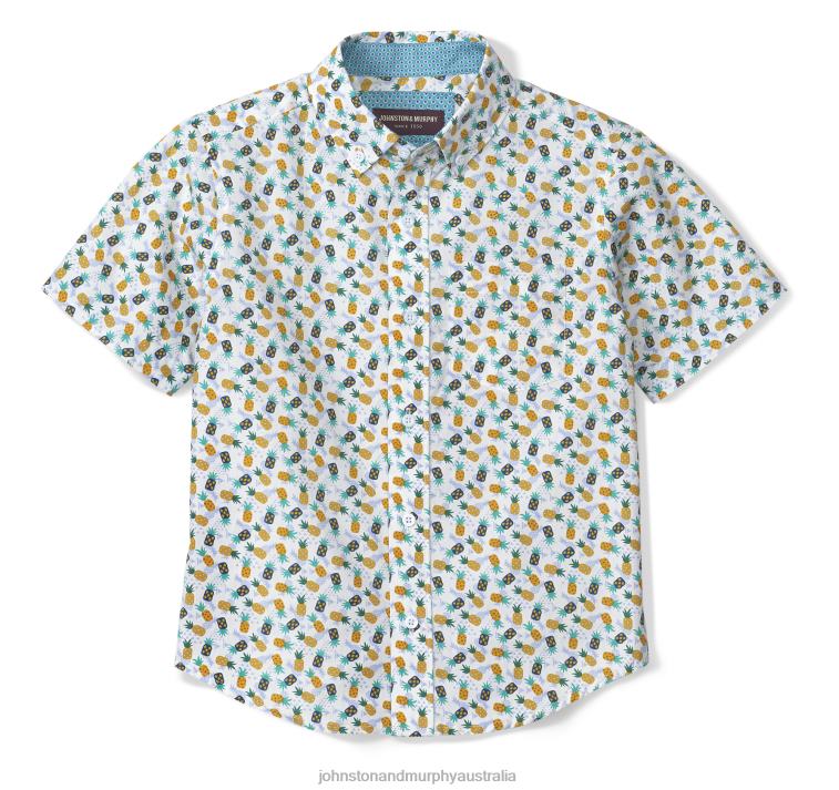 Apparel Pineapple XB6RX1399 Johnston & Murphy Boy Boys Short-Sleeve Printed Shirt - Image 3