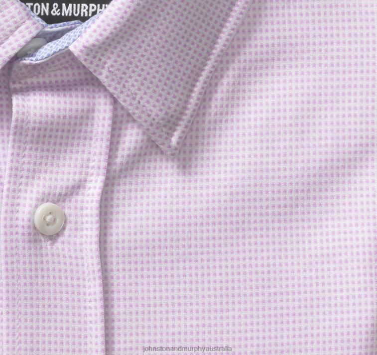 Apparel Pink Pin Check XB6RX1389 Johnston & Murphy Boy Boys XC Flex Stretch Long-Sleeve Shirt - Image 2