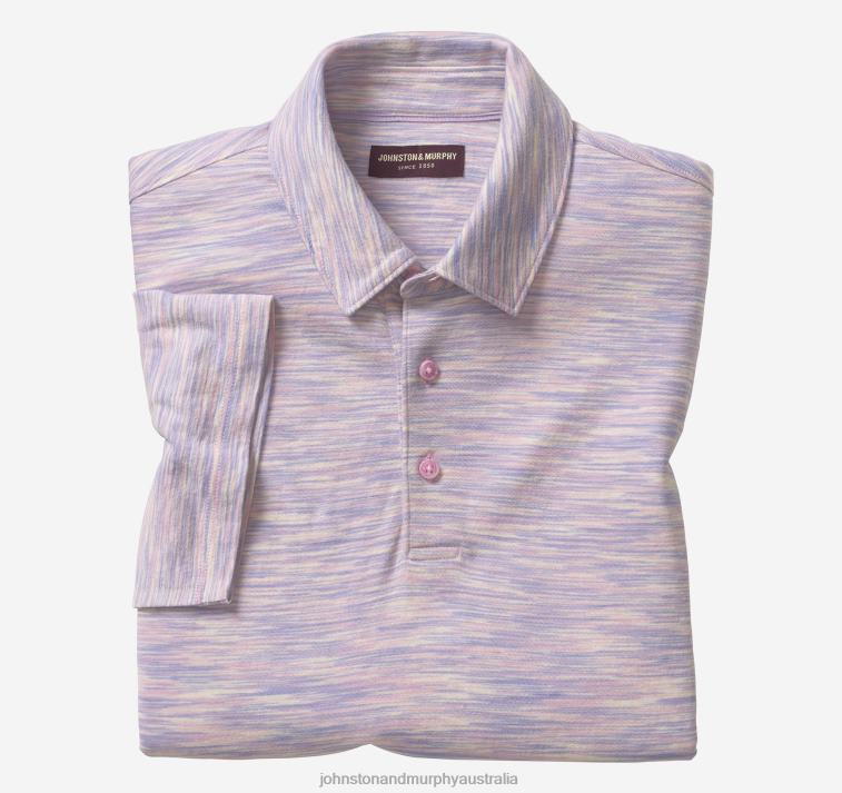 apparel_pink_purple_xb6rx395_johnston_murphy_men_space_dyed_polo.jpg Apparel Pink/Purple XB6RX395 Johnston & Murphy Men Space-Dyed Polo - Image 1