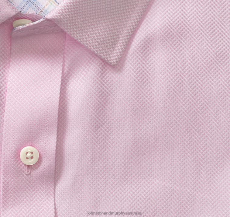 Apparel Pink Solid Birdseye XB6RX590 Johnston & Murphy Men Long-Sleeve Dress Shirt - Image 2