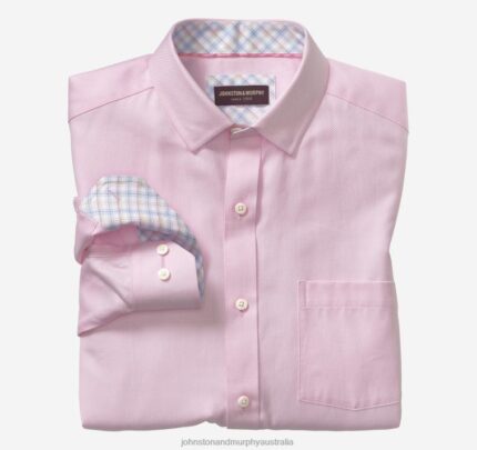 Apparel Pink Solid Birdseye XB6RX590 Johnston & Murphy Men Long-Sleeve Dress Shirt
