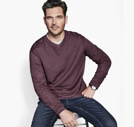 Apparel Port/Charcoal XB6RX803 Johnston & Murphy Men Reversible Long-Sleeve V-Neck