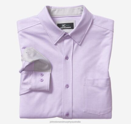 Apparel Purple Diamond XB6RX602 Johnston & Murphy Men XC Flex Stretch Long-Sleeve Shirt