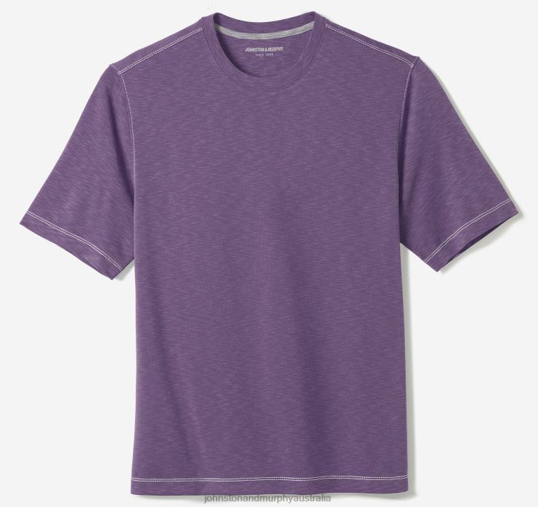 Apparel Purple XB6RX557 Johnston & Murphy Men Vintage Slub Crewneck Tee - Image 2