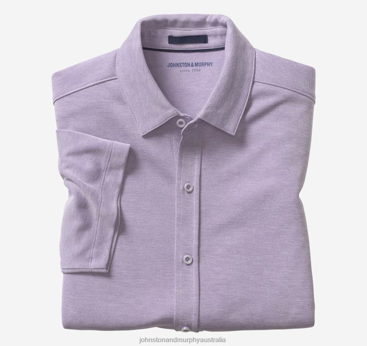 Apparel Purple XB6RX650 Johnston & Murphy Men Vintage Birdseye Button-Front Shirt - Image 1