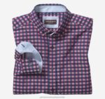 Apparel Red/Navy Dark Twill Gingham XB6RX791 Johnston & Murphy Men Button-Collar Premium Cotton Shirt