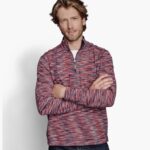 Apparel Red/Navy XB6RX814 Johnston & Murphy Men Reversible Space-Dyed Quarter-Zip