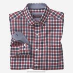 Apparel Red Quad Check XB6RX726 Johnston & Murphy Men Long-Sleeve Dress Shirt
