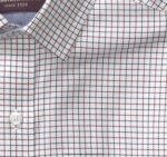 Apparel Red Two-Tone Grid XB6RX887 Johnston & Murphy Men Long-Sleeve Dress Shirt - Image 2