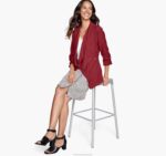 Apparel Red XB6RX1287 Johnston & Murphy Women Draped Open-Front Blazer - Image 2