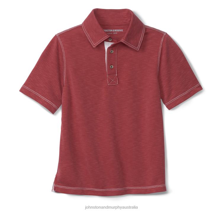 Apparel Red XB6RX1443 Johnston & Murphy Boy Boys Vintage Slub Polo - Image 2