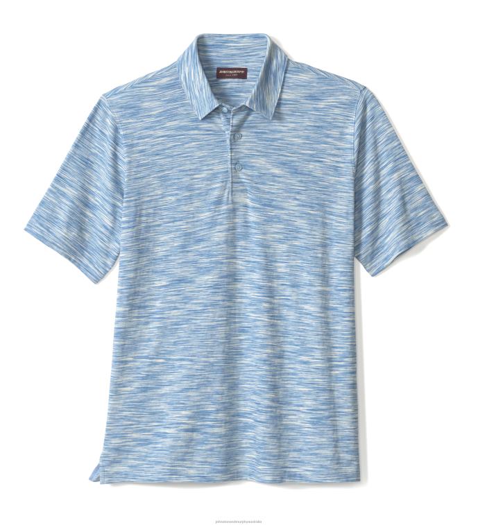 Apparel Royal Blue/Light Blue XB6RX396 Johnston & Murphy Men Space-Dyed Polo - Image 3