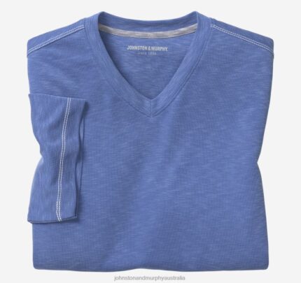 Apparel Royal Blue XB6RX653 Johnston & Murphy Men Vintage Slub V-Neck Tee