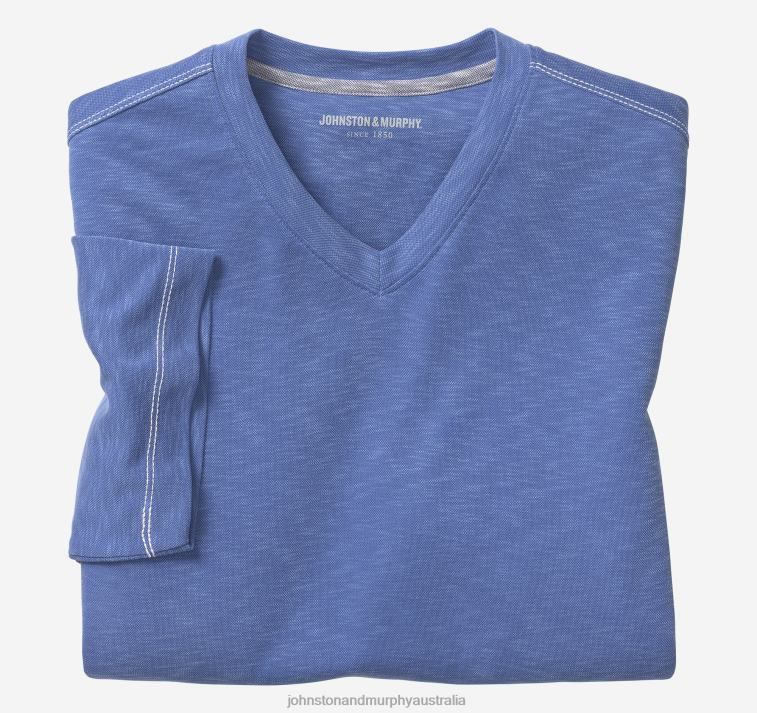 apparel_royal_blue_xb6rx653_johnston_murphy_men_vintage_slub_v_neck_tee.jpg Apparel Royal Blue XB6RX653 Johnston & Murphy Men Vintage Slub V-Neck Tee - Image 1