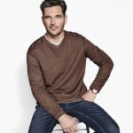 Apparel Rust/Oatmeal XB6RX741 Johnston & Murphy Men Reversible Long-Sleeve V-Neck