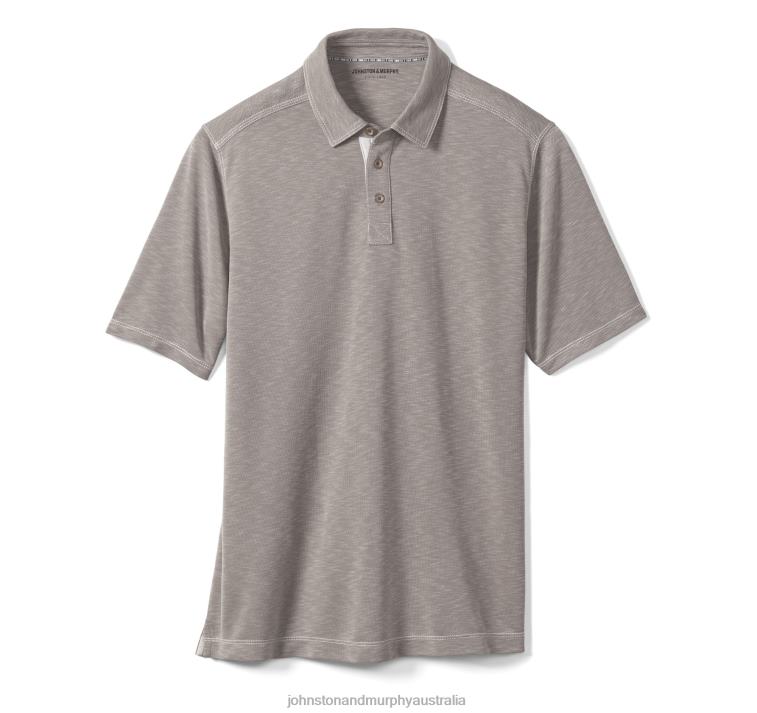 Apparel Sand XB6RX492 Johnston & Murphy Men Vintage Slub Polo - Image 2