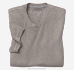 Apparel Sand XB6RX628 Johnston & Murphy Men Vintage Slub V-Neck Tee