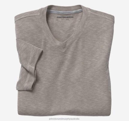 Apparel Sand XB6RX628 Johnston & Murphy Men Vintage Slub V-Neck Tee