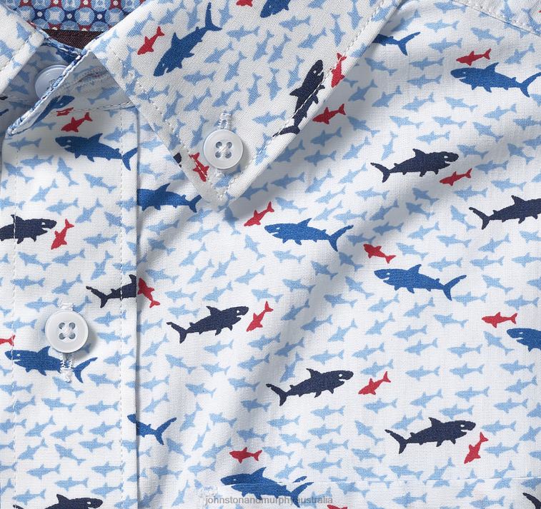 Apparel Shark XB6RX1396 Johnston & Murphy Boy Boys Short-Sleeve Printed Shirt - Image 2