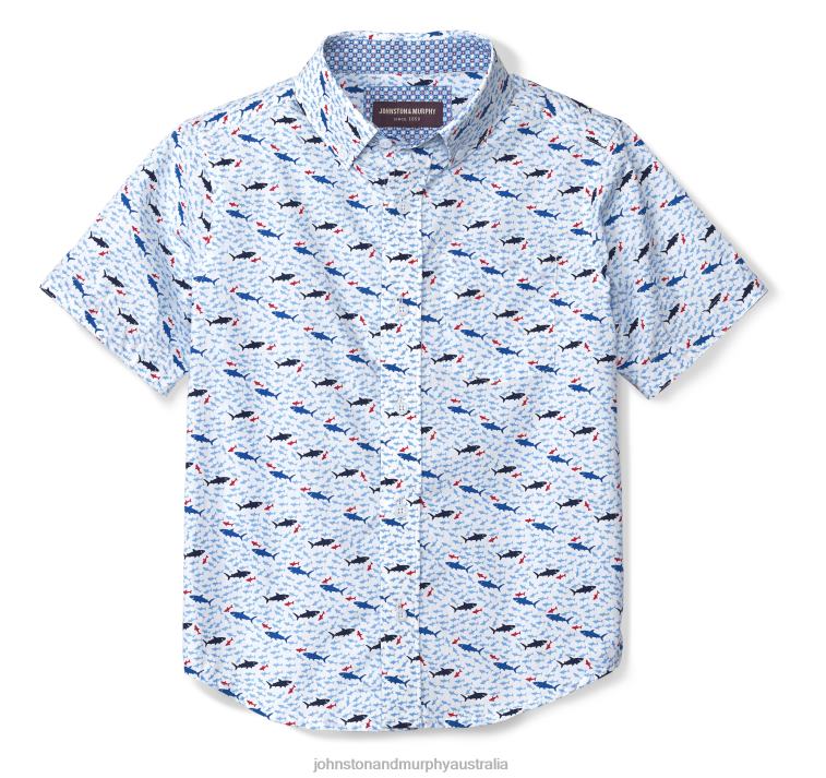 Apparel Shark XB6RX1396 Johnston & Murphy Boy Boys Short-Sleeve Printed Shirt - Image 3