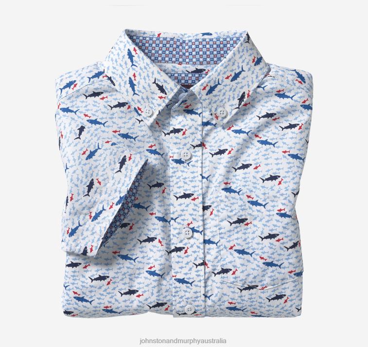 Apparel Shark XB6RX1396 Johnston & Murphy Boy Boys Short-Sleeve Printed Shirt - Image 1