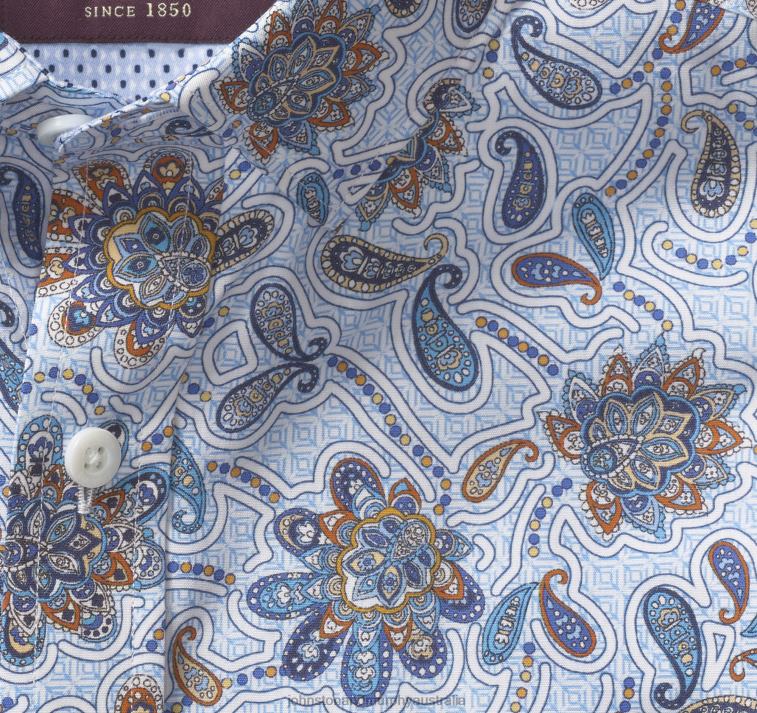 Apparel Sky Floral Paisley XB6RX619 Johnston & Murphy Men Printed Cotton Shirt - Image 2