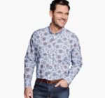 Apparel Sky Floral Paisley XB6RX619 Johnston & Murphy Men Printed Cotton Shirt - Image 3