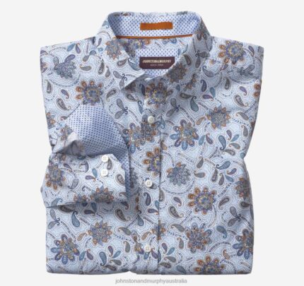 Apparel Sky Floral Paisley XB6RX619 Johnston & Murphy Men Printed Cotton Shirt