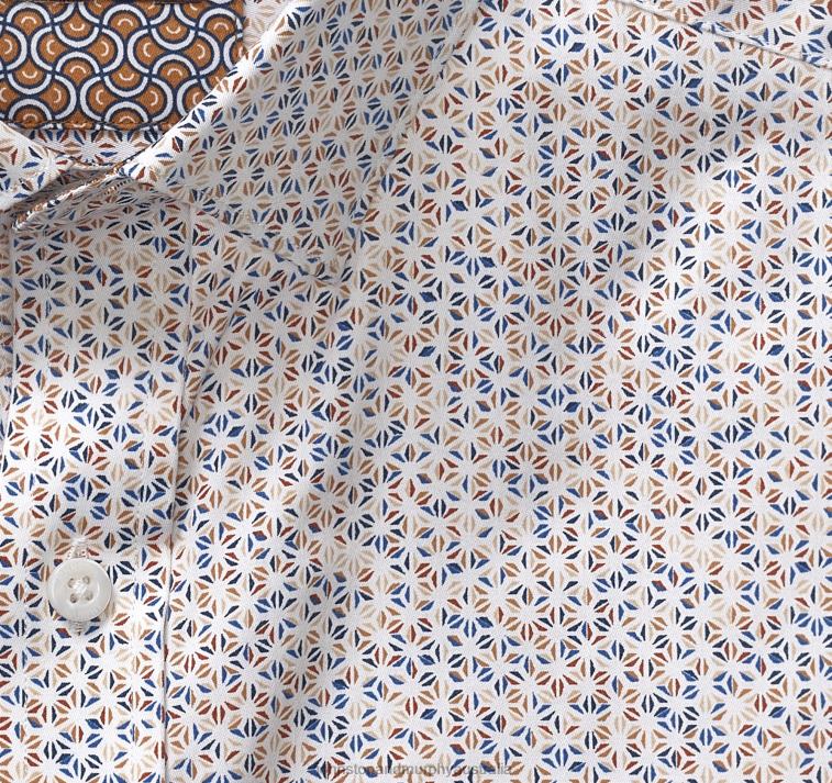 Apparel Tan Geo Petal XB6RX526 Johnston & Murphy Men Printed Cotton Shirt - Image 2