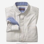 Apparel Tan Outlined Grid XB6RX691 Johnston & Murphy Men Long-Sleeve Dress Shirt