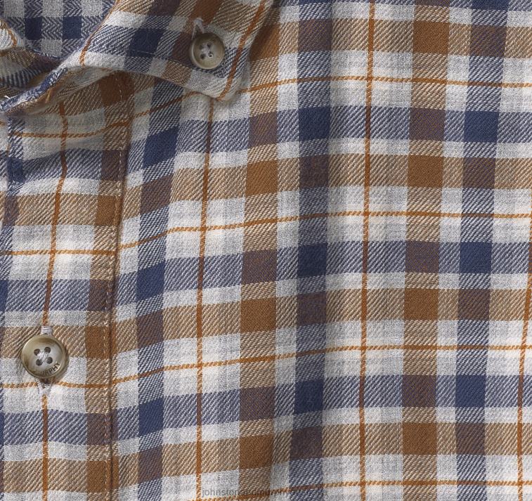 Apparel Tan Plaid XB6RX839 Johnston & Murphy Men Double-Layer Long-Sleeve Shirt - Image 2