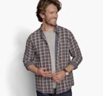 Apparel Tan Plaid XB6RX839 Johnston & Murphy Men Double-Layer Long-Sleeve Shirt - Image 3