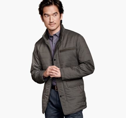 Apparel Taupe XB6RX764 Johnston & Murphy Men Perforated Quilted Jacket