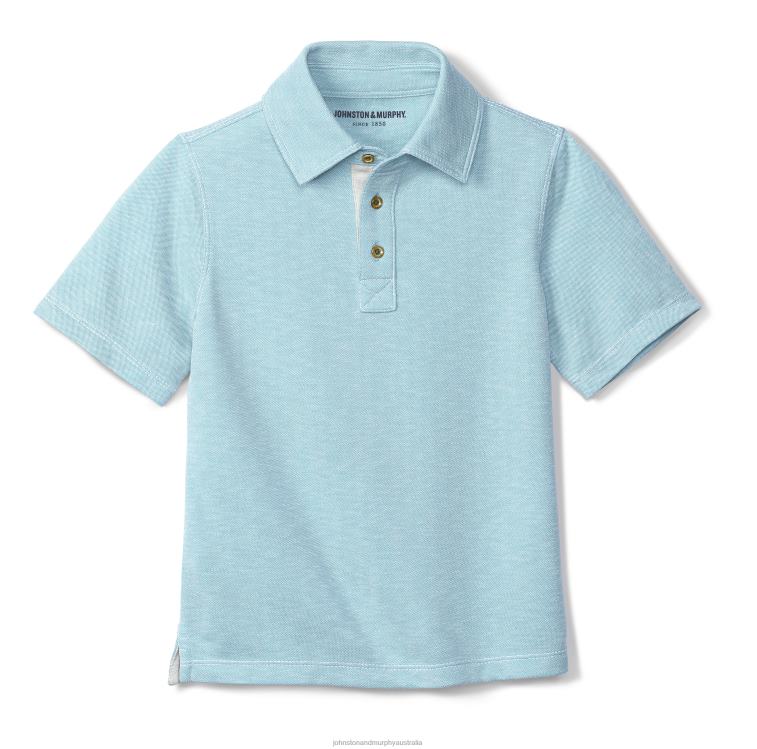 Apparel Turquoise XB6RX1449 Johnston & Murphy Boy Boys Vintage Slub Polo - Image 2